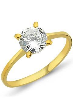 Altın Kaplama Sarı Gümüş Tektaş Yüzük Sevgiliye Eşe Hediye Wsr111