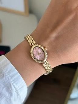 Tera Minimal Vintage Model Kadın Kol Saati Gold (Pembe Kadran)