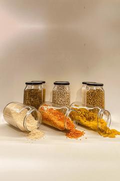 Home 9'lu 1000 ml Mat Siyah Kapaklı Shrinkli Baharatlık Kavanoz