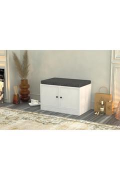 Dolapli İki Kapaklı Puflu Ayakkabılık Beyaz 65 Cm Ayk-1002-ç