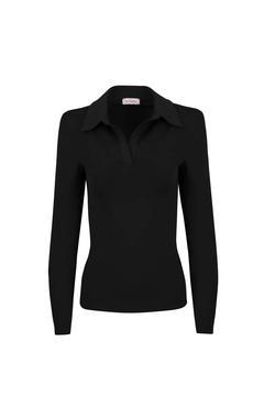 Roda Polo Yaka Vatkalı Siyah Body