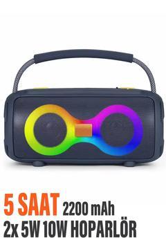 Güçlü Bass Bluetooth Hoparlör Ses Bombası 2200 mAh Kablosuz Speaker 5W x2 Hoparlör USB/TF/AUX/Type-C