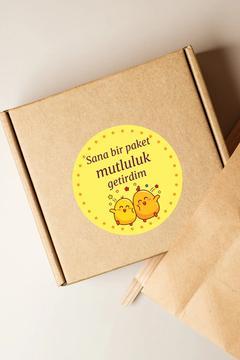 100 Adet Mutluluk Temalı Thank you Teşekkürler Sticker - Paketleme Ambalaj Kargo Ürün Etiketi -3x3cm