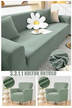 - Tuğla Desen Koltuk Örtüsü Lastikli Kayma Yapmayan 3311 takım Çekyat Kanepe Kılıfı 1 Adet