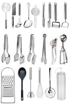 21'li Mutfak Hazırlık Seti Rende, Patates Bıçağı, Kevgir, Dondurma Kaşığı, Maşa Seti Çeyiz Seti