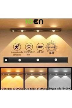 Sensörlü Şarjlı Yapışkanlı Kabinet Armatür - 3 Işık Rengi