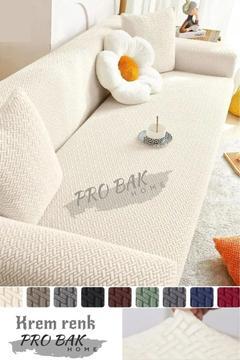 -Tuğla desen Jakarlı 3 3 Lastikli Kanepe Örtüsü | Lastikli Koltuk Örtüsü | 2 adet koltuk Kılıfı