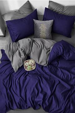 Lastikli Çarşaflı Nevresim Takımı Tek Kişilik Lacivert-Gri