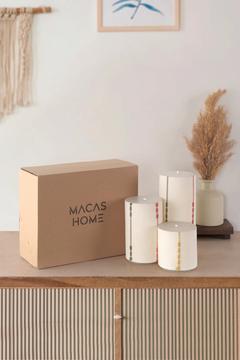 İris Kumaş Kaplamalı Silindir Kokusuz 3'lü Set Mum İRİSMUM