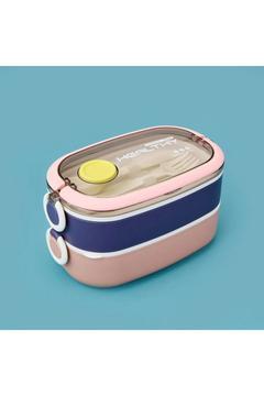 Healty İki Katlı Çelik Yemek Kabı - Mavi / Pembe - 1,3 lt