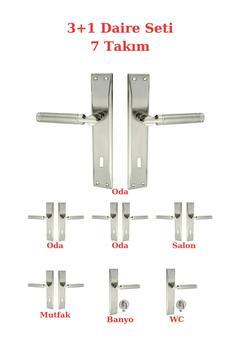 (7 TAKIM) Sofuoğlu Şebboy Aynalı Kapı Kolu (3*1) Daire Seti Nikel Saten (5 ODA 2 WC)