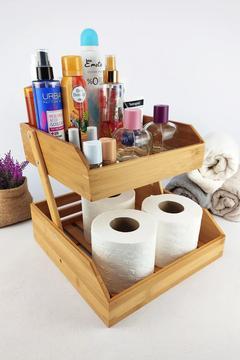 2 Katlı Bambu Banyo Ve Makyaj Organizer Düzenleyici Kahverengi – I/12 C1-1-289