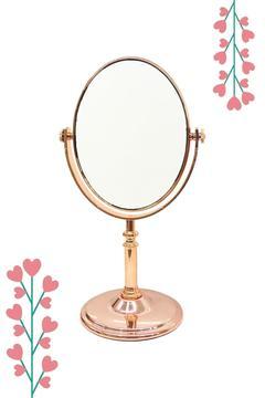 Rose Gold Ayaklı Çift Taraflı Oval Ayna Büyüteçli Makyaj Aynası