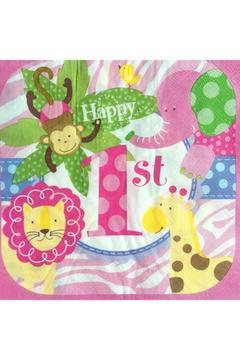 1 Yaş Hayvanlar Temalı Pembe Renk Kağıt Peçete 33*33 Cm