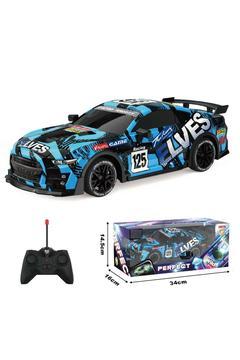 1:18 Işıklı Demolu Full Fonksiyon Uzaktan Kumandalı MAVİ Yarış Arabası