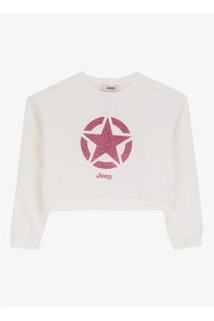 Ekru Kız Çocuk Payetli Sweatshirt J4WG-SWT7563 Beden: 11-12 Yaş