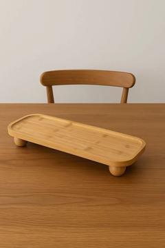 Bambu Top Ayaklı Dikdörtgen Oyuklu Stant, Bambu Sunumluk (15x35cm)