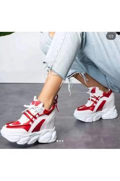 kadın fileli gizli topuklu spor ayakkabı