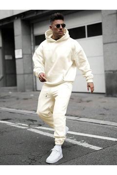 Erkek Kapşonlu Bol İçi Pamuklu  Jogger Eşofman Takımı