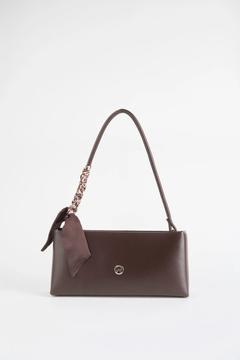 Kadın Zarif Acı Kahve Fular Hediyeli Suni Deri Baget Fermuar Kapama El Ve Kol Çantası