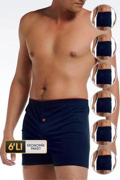 Erkek Penye Lacivert Boxer 805 6'lı Ekonomik Paket