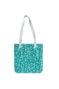 Kanvas Omuz Çantası-yeşil - Üzerine Yaprak Desenli-çevre Dostu - TEKSTİL