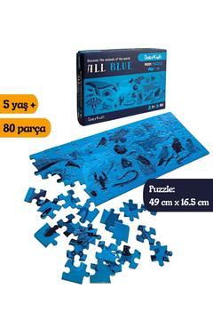 All Blue-mavi Hayvanlar Midi Puzzle | 4-9 Yaş 80 Parça