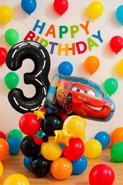 3 Yaş Cars Arabalar Şimşek Mcqueen Yarış Arabası Konsept Balon Set Yarış Arabası Doğum Günü Seti