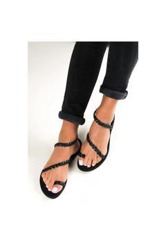 El Yapımı Hakiki Deri Kadın Sandalet - M5416