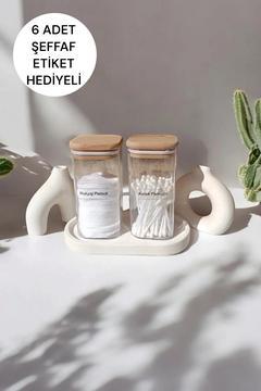 2li Kare Kristal Ahşap Kapaklı Banyo Düzenleyici Kulak Pamuğu Makyaj Pamuk Dolap Düzenleyici İp