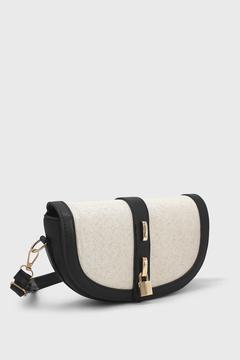 Kadın Siyah Krem Kontrast Tasarım Çapraz Askılı Çanta