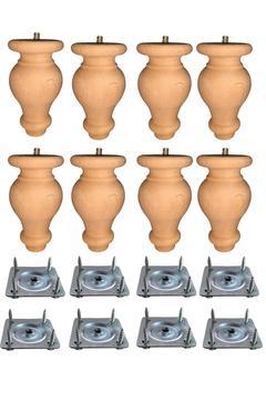 8'li Ahşap Ayak Koltuk Ayağı-baza-sehpa-mobilya Ayağı- Uzunluk: 12 Cm Çap: 7.5 Cm-8'li 3301000000412