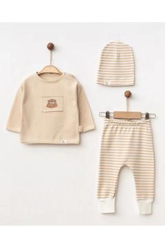 Erkek Bebek 3lü Hayvanlı Takım Pamuklu Şapkalı Mevsimlik Yenidoğan