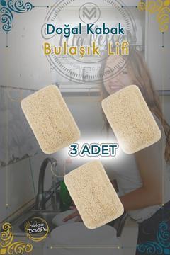 3 Adet Çift Taraflı Organik % 100 Doğal Kabak Bulaşık Lifi