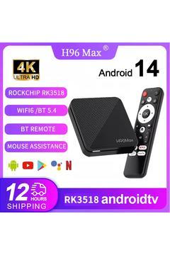 RK3518 4K Android 14.0 TV Box 2GB+16GB Medya Oynatıcı Air Mouse WiFi6 BT 5.4 Ethernet Sesli Komut