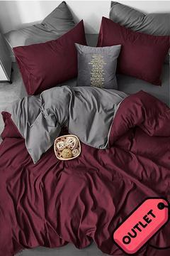 Lastikli Çarşaflı Nevresim Takımı Çift Kişilik OUTLET-BORDGRİ(hatalı)