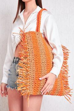 Fermiers El Örgü Şık Püskül Detaylı Günlük Ve Plaj Çantası
