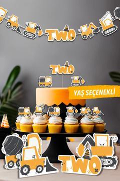 İnşaat Temalı Yaş Seçenekli Doğum Günü Parti Süsü Seti
