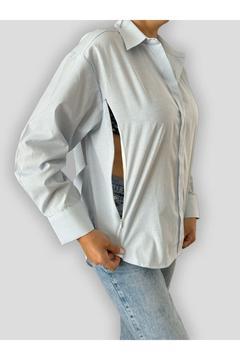 Emzirme Gömleği Mavi- Gizli Fermuarlı