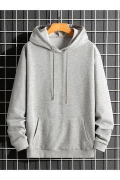 GRİ ŞARDONLU KANGURU CEPLİ UNISEX SWEATSHİRT