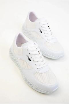 Beyaz Sneaker Kalın Taban Fileli Günlük Spor Ayakkabı