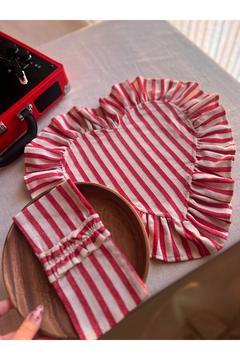 Lovely Kalp Fırfırlı Keten Supla / Amerikan Servis 2ADET