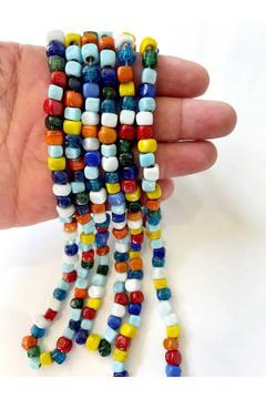 15 Adet Bodrum Boncuk Kare El Yapımı Cam Karışık Renk Boncuk 5 Mm x 5 Mm