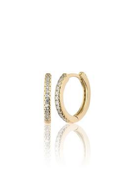 925 Ayar Gümüş 14k Altın Kaplama Tam Tur Zirkon Taşlı Halka Küpe 12 Mm