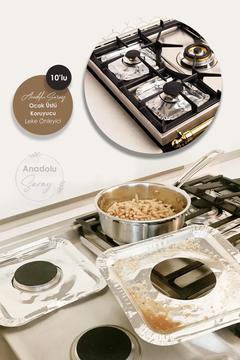 10'lu Ocak Üstü Koruyucu Leke Önleyici Isıya Dayanıklı Ocak, Izgara Koruyucu Folyo