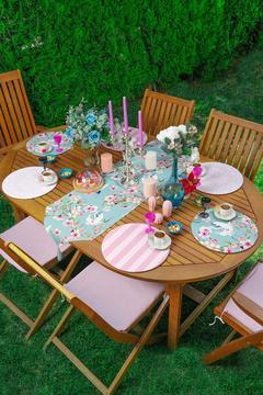 6+1'li Pembe & Mint Yeşili Home Sweet Home Temalı Supla Runner Seti