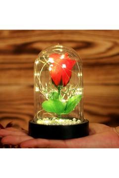 Led Işıklı İncili Fanus Gül Hediyelik