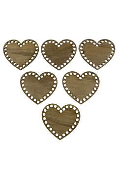 Ahşap Bardak Altlığı (kalpli) (10 Cm) Delikli Açık Meşe Renk 6 Adet