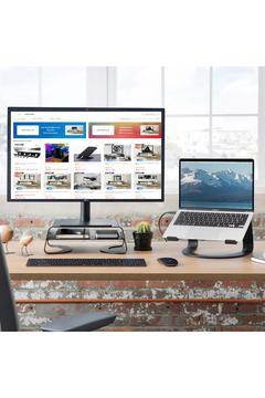 Monitör Standı - Laptop Standı - Monitör Yükseltici - Metal - Mat Siyah