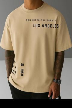 LOS ANGELES BASKILI UNİSEX OVERSİZE TİŞÖRT
